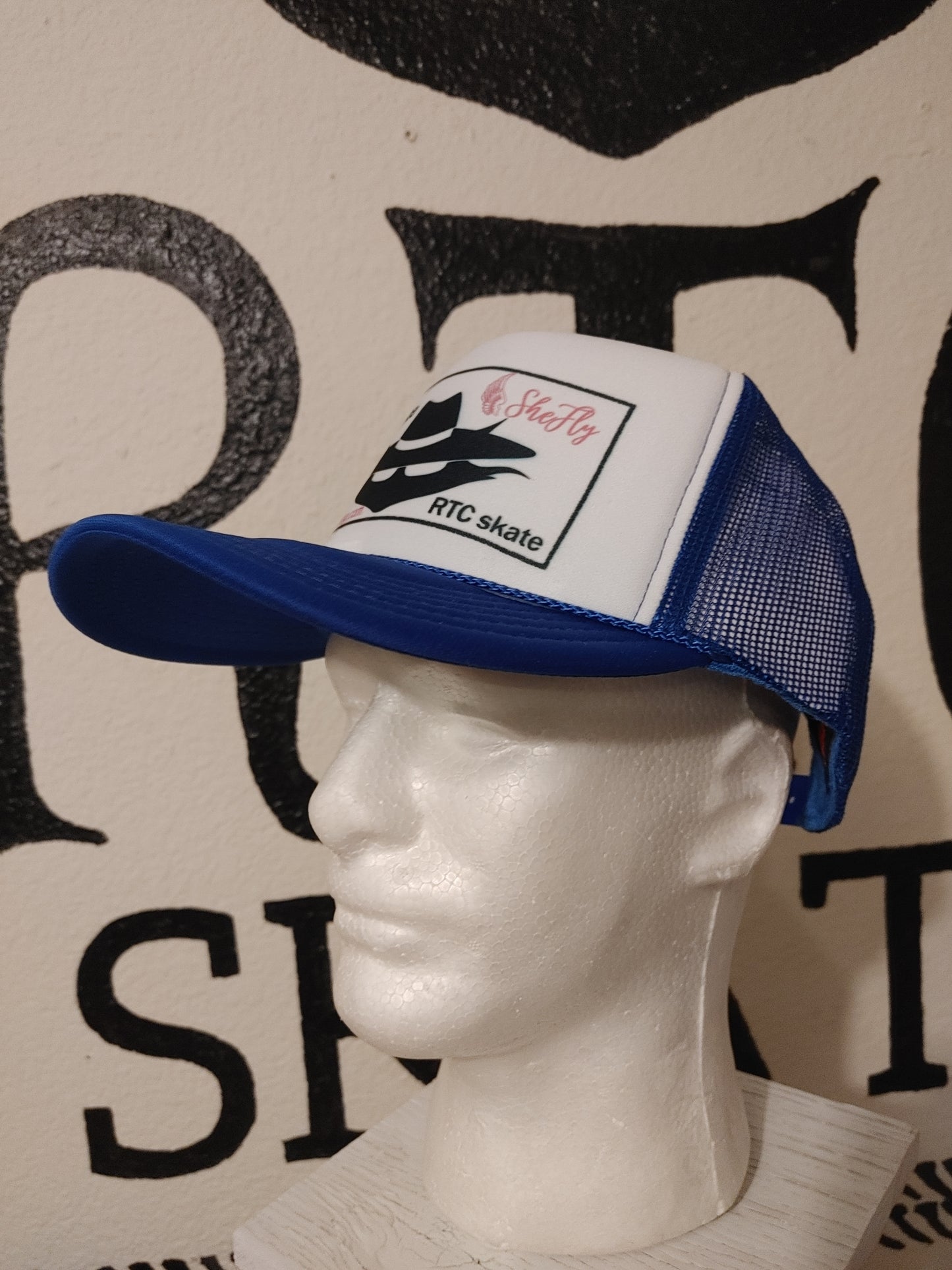 RTCskate / SheFly blue snapback trucker hat collabclothing