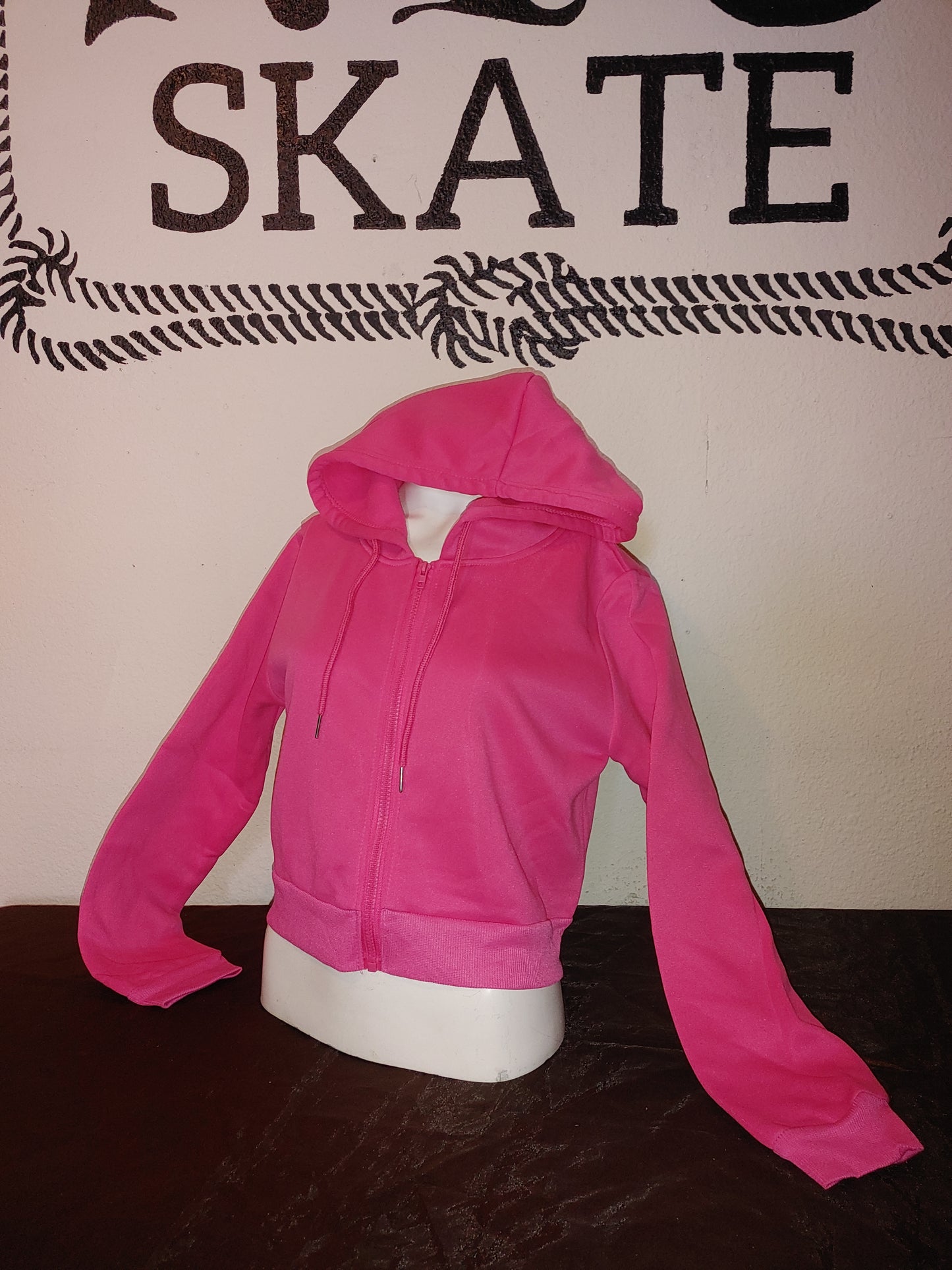 Pink SheFly zip up crop sweatshirt shesweater