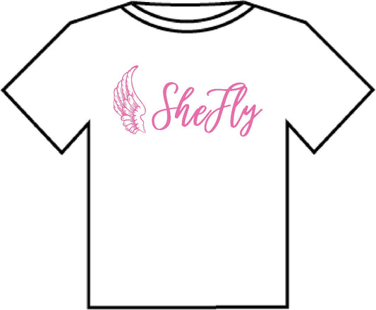 Shefly regular White T-shirt pink front logo Sheshirt